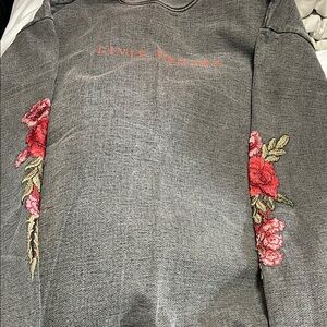 Civil Regime Gray Sweatshirt with Floral Embroidery